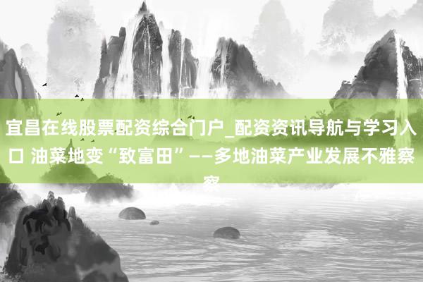 宜昌在线股票配资综合门户_配资资讯导航与学习入口 油菜地变“致富田”——多地油菜产业发展不雅察